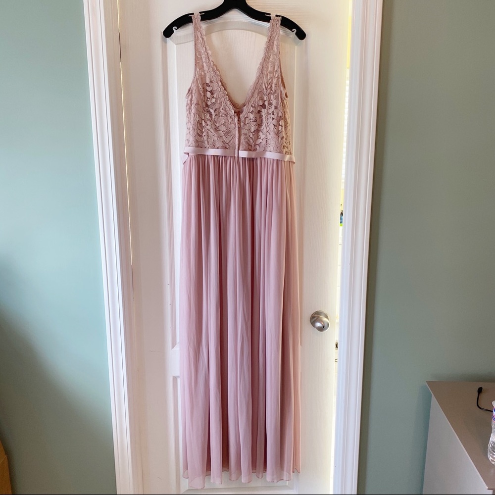 Bridesmaids Dress Lace V-Neck Cameo Long NWT 14 - Picture 7 of 11